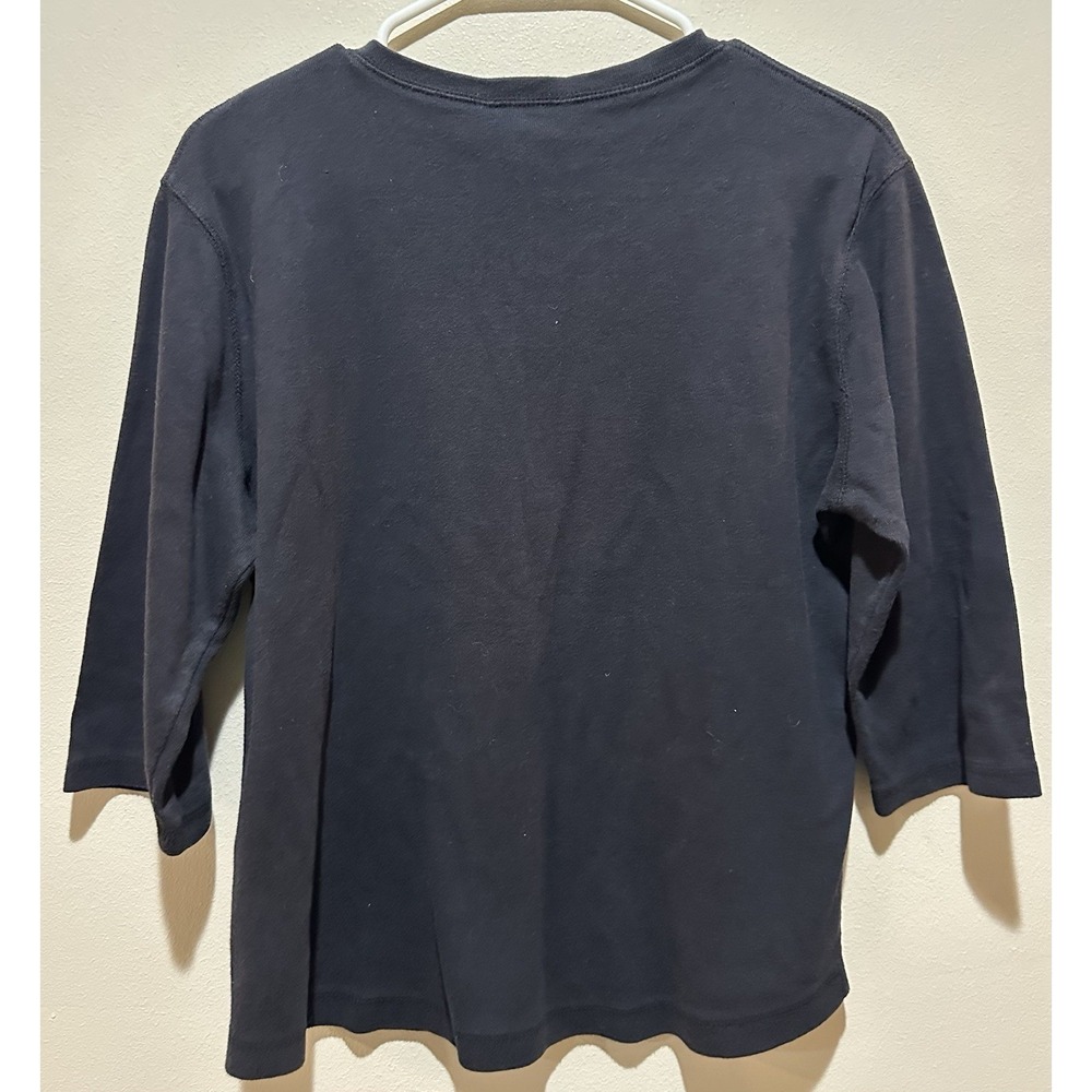Woolrich Women's V- Neck Raglan Sleeve Cotton Shirt Size Large - Black - Picture 5 of 5